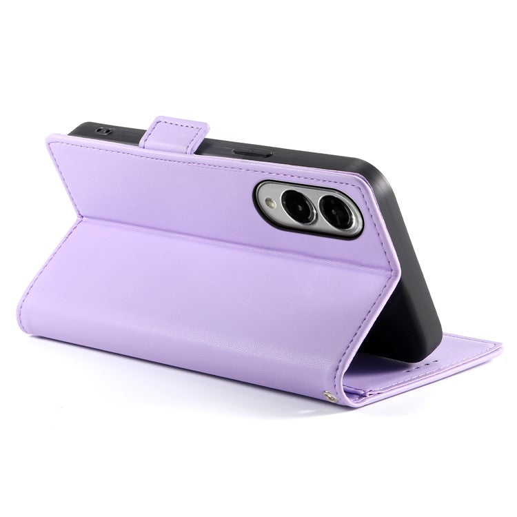 For Samsung Galaxy S25 Edge Stand Case PU Leather Wallet Phone Cover - Purple