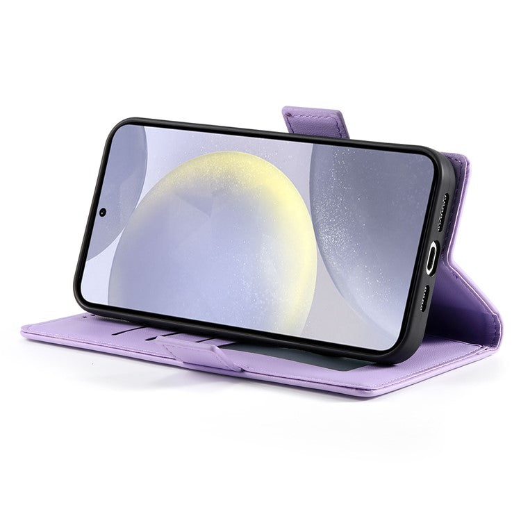 For Samsung Galaxy S25 Edge Stand Case PU Leather Wallet Phone Cover - Purple