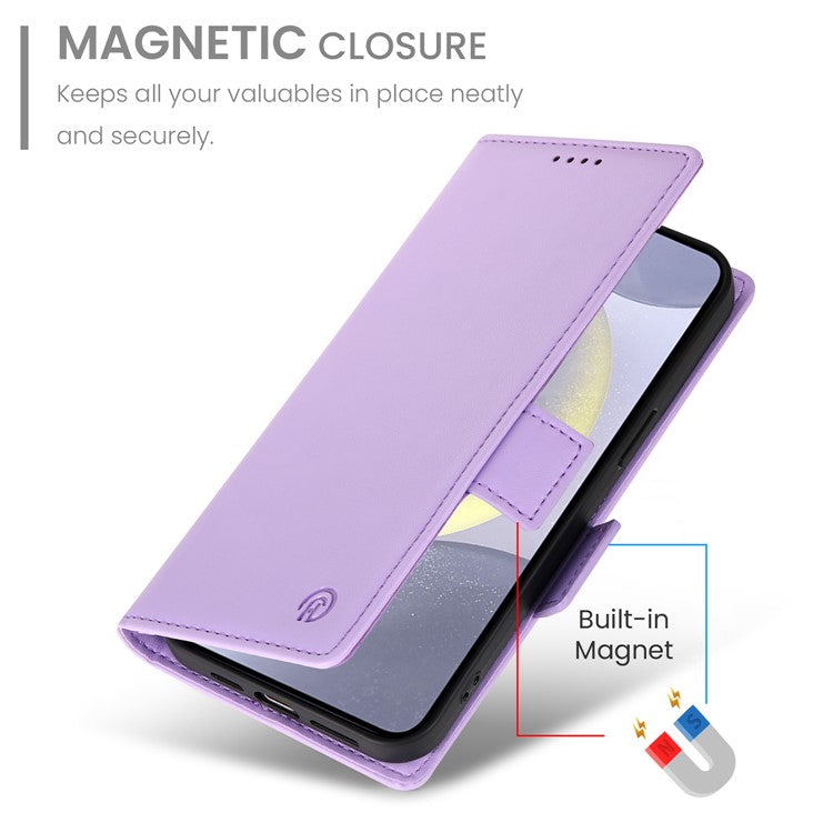 For Samsung Galaxy S25 Edge Stand Case PU Leather Wallet Phone Cover - Purple