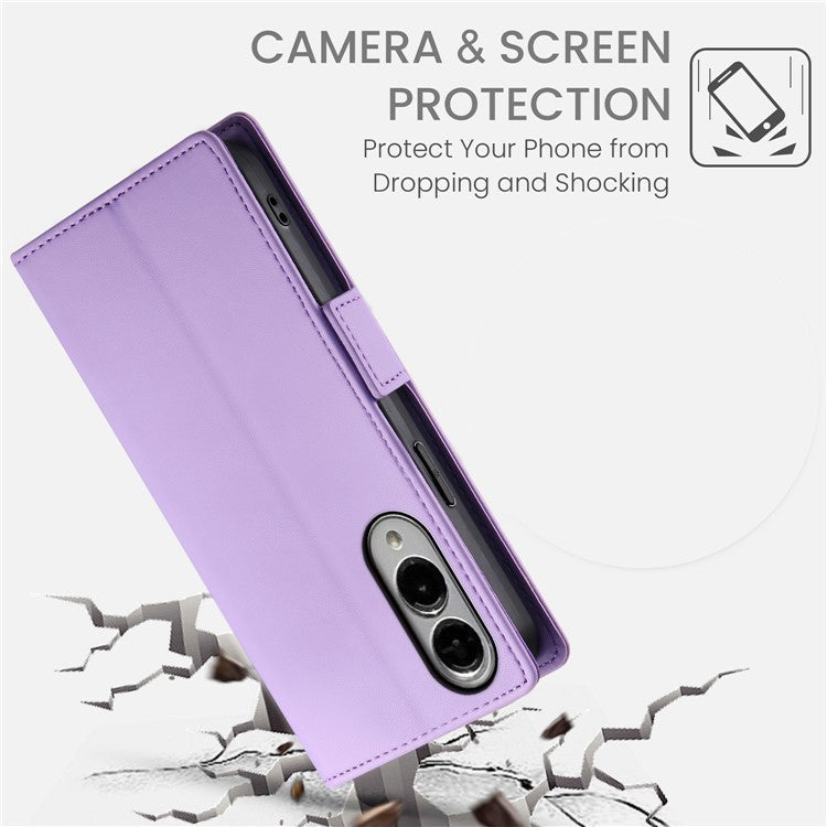 For Samsung Galaxy S25 Edge Stand Case PU Leather Wallet Phone Cover - Purple