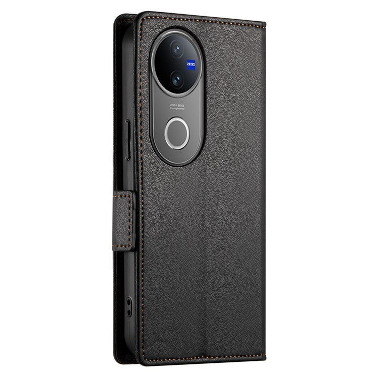 For vivo V50 5G Stand Case PU Leather Wallet Phone Cover - Black