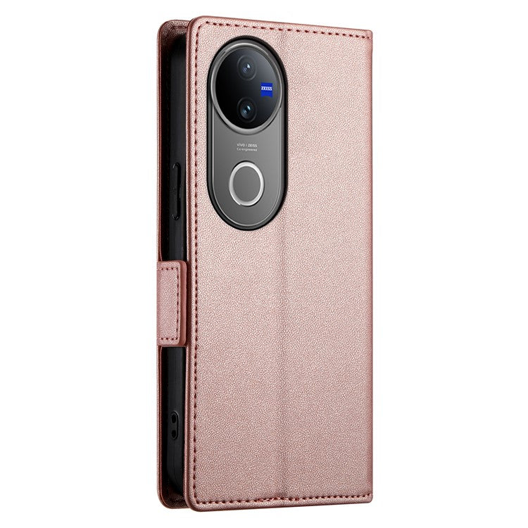 For vivo V50 5G Stand Case PU Leather Wallet Phone Cover - Rose Gold