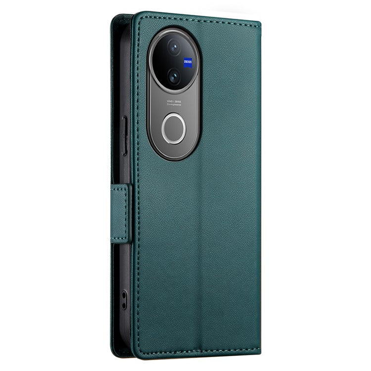 For vivo V50 5G Stand Case PU Leather Wallet Phone Cover - Blackish Green