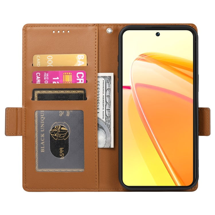 For vivo V50 5G Stand Case PU Leather Wallet Phone Cover - Brown