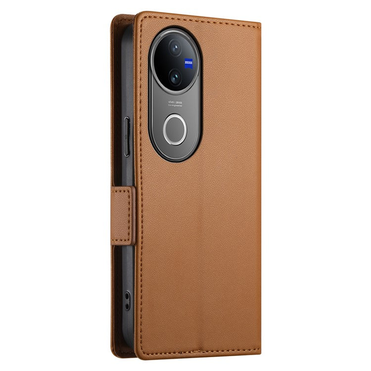 For vivo V50 5G Stand Case PU Leather Wallet Phone Cover - Brown