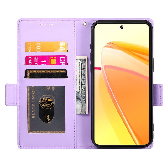For vivo V50 5G Stand Case PU Leather Wallet Phone Cover - Purple