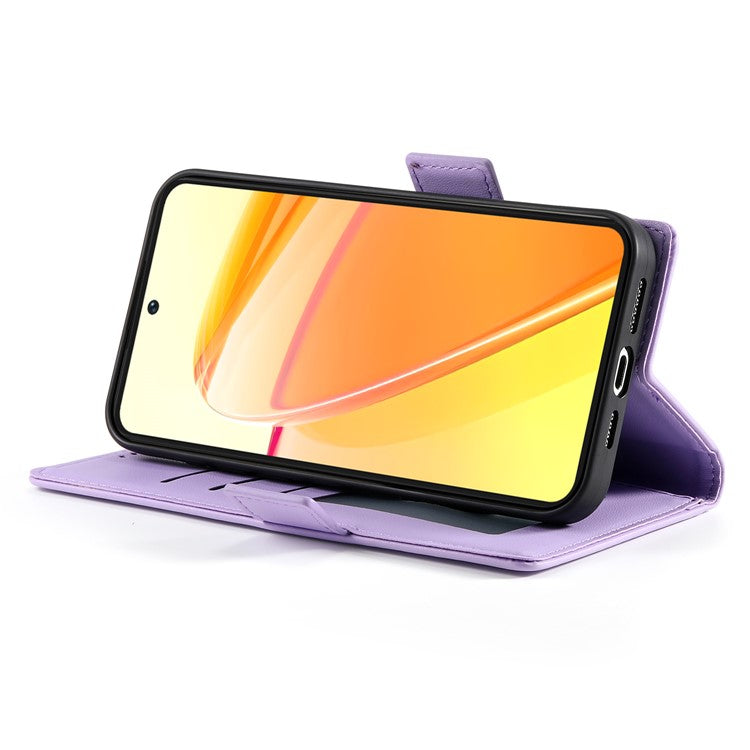 For vivo V50 5G Stand Case PU Leather Wallet Phone Cover - Purple