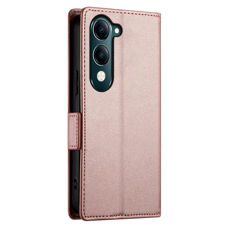 For vivo Y04 4G  /  Y29s 5G Stand Case PU Leather Wallet Phone Cover - Rose Gold