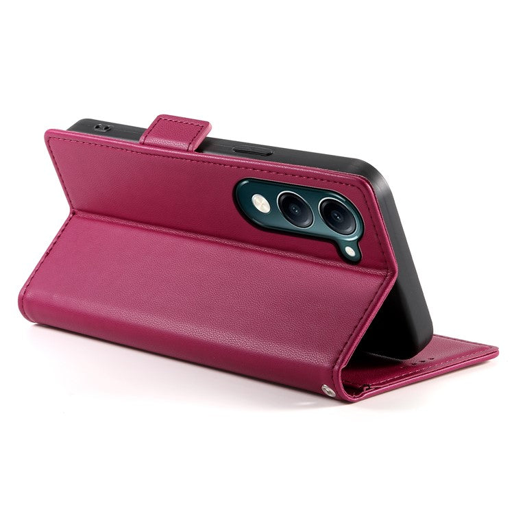 For vivo Y04 4G  /  Y29s 5G Stand Case PU Leather Wallet Phone Cover - Wine Red