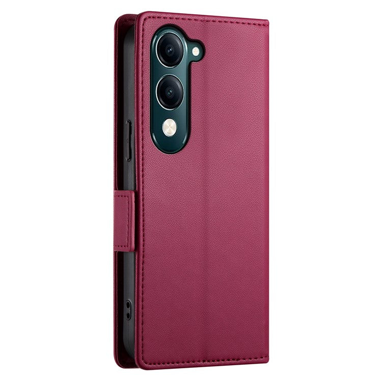 For vivo Y04 4G  /  Y29s 5G Stand Case PU Leather Wallet Phone Cover - Wine Red