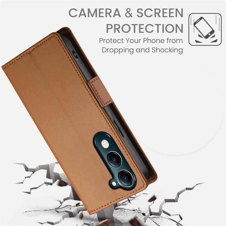For vivo Y04 4G  /  Y29s 5G Stand Case PU Leather Wallet Phone Cover - Brown