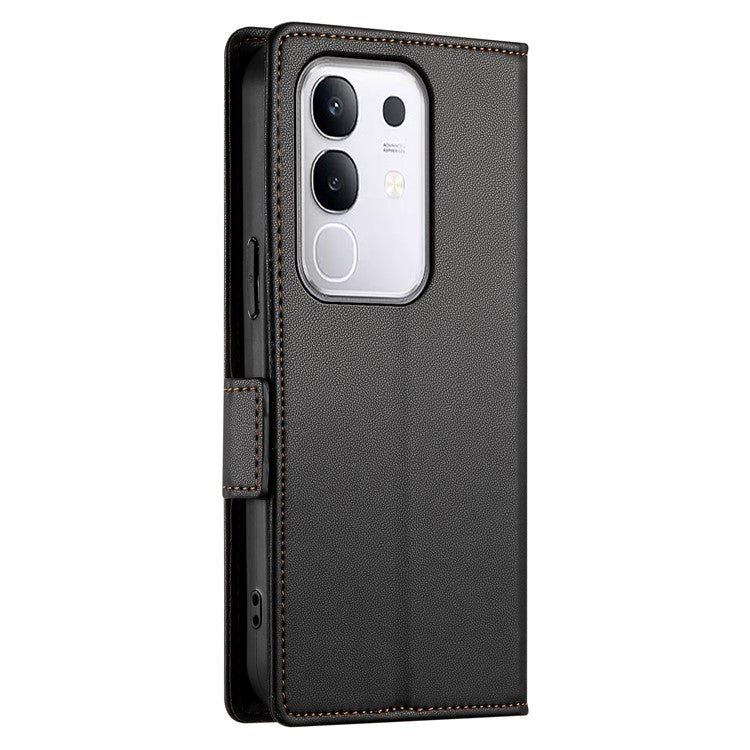 For vivo Y29 4G Stand Case PU Leather Wallet Phone Cover - Black