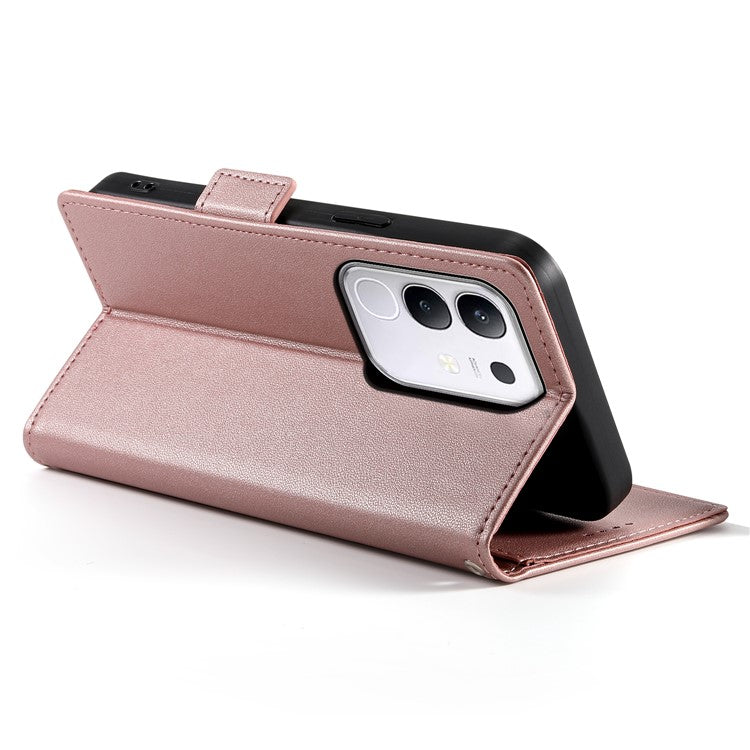 For vivo Y29 4G Stand Case PU Leather Wallet Phone Cover - Rose Gold