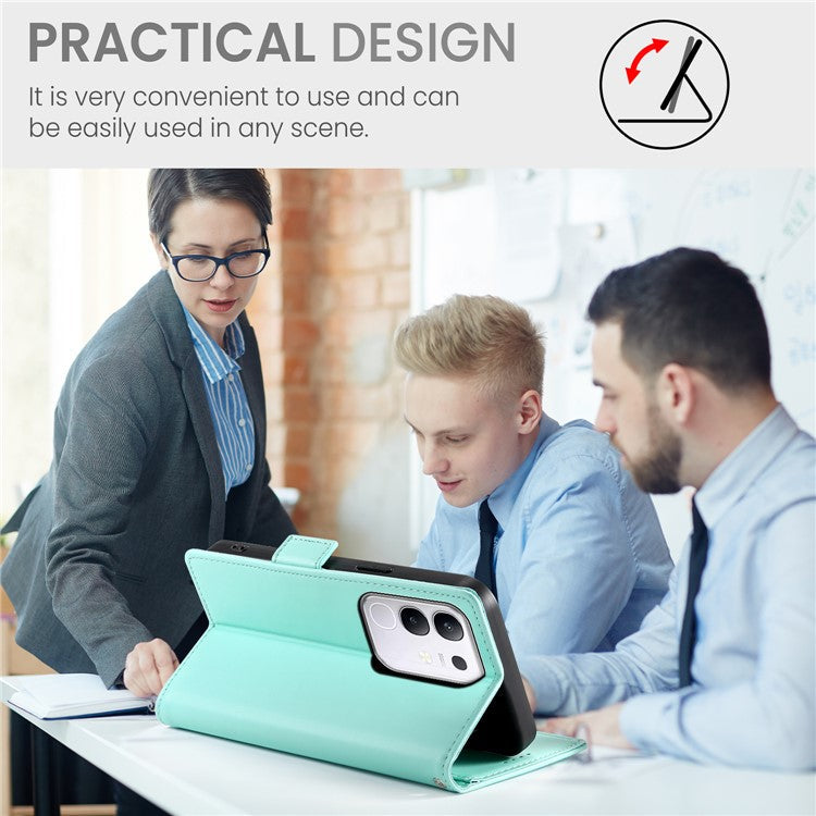 For vivo Y29 4G Stand Case PU Leather Wallet Phone Cover - Mint Green