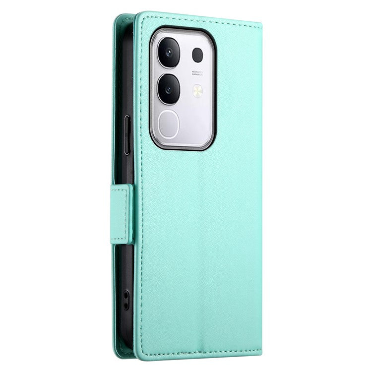 For vivo Y29 4G Stand Case PU Leather Wallet Phone Cover - Mint Green