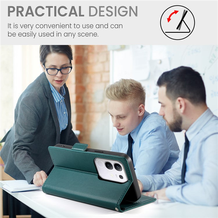 For vivo Y29 4G Stand Case PU Leather Wallet Phone Cover - Blackish Green