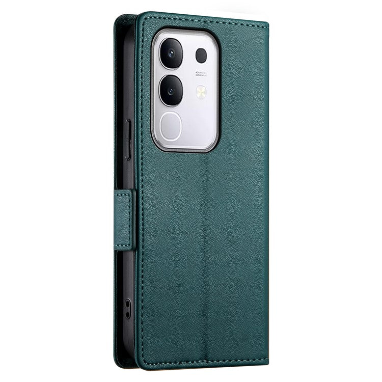 For vivo Y29 4G Stand Case PU Leather Wallet Phone Cover - Blackish Green
