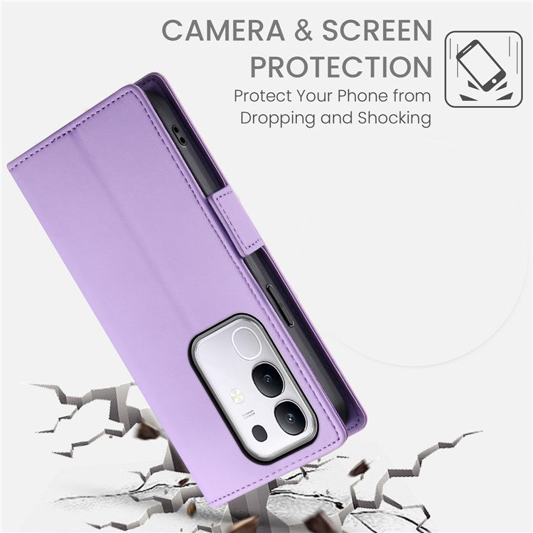 For vivo Y29 4G Stand Case PU Leather Wallet Phone Cover - Purple