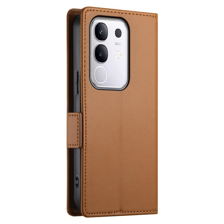 For vivo Y29 4G Stand Case PU Leather Wallet Phone Cover - Brown