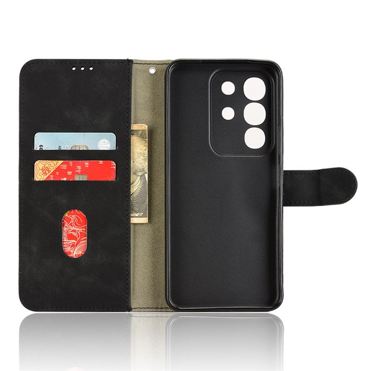 For vivo Y29 4G Leather Case Skin Feel Anti Drop Wallet Flip Phone Cover - Black