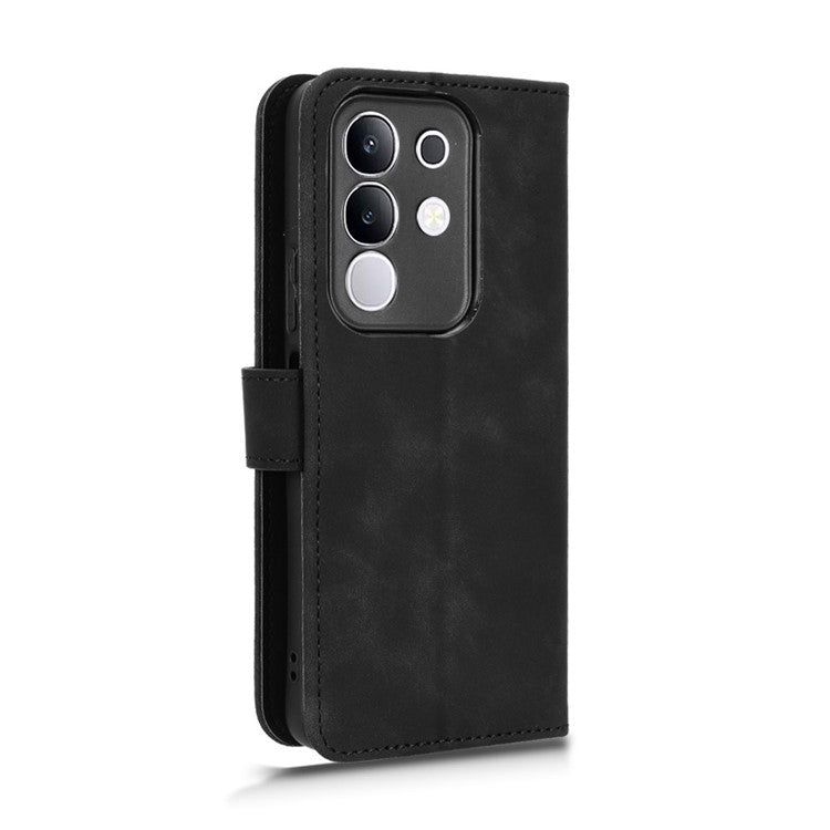 For vivo Y29 4G Leather Case Skin Feel Anti Drop Wallet Flip Phone Cover - Black