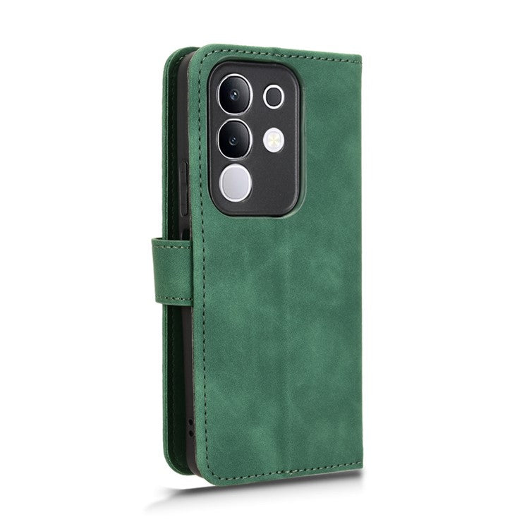 For vivo Y29 4G Leather Case Skin Feel Anti Drop Wallet Flip Phone Cover - Green