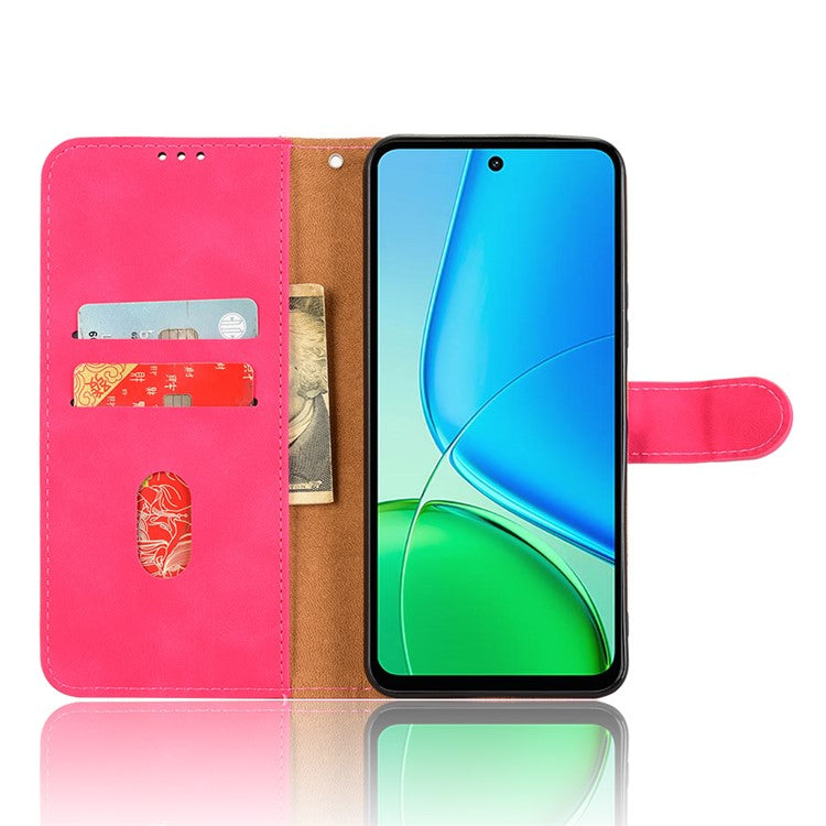 For vivo Y29 4G Leather Case Skin Feel Anti Drop Wallet Flip Phone Cover - Rose