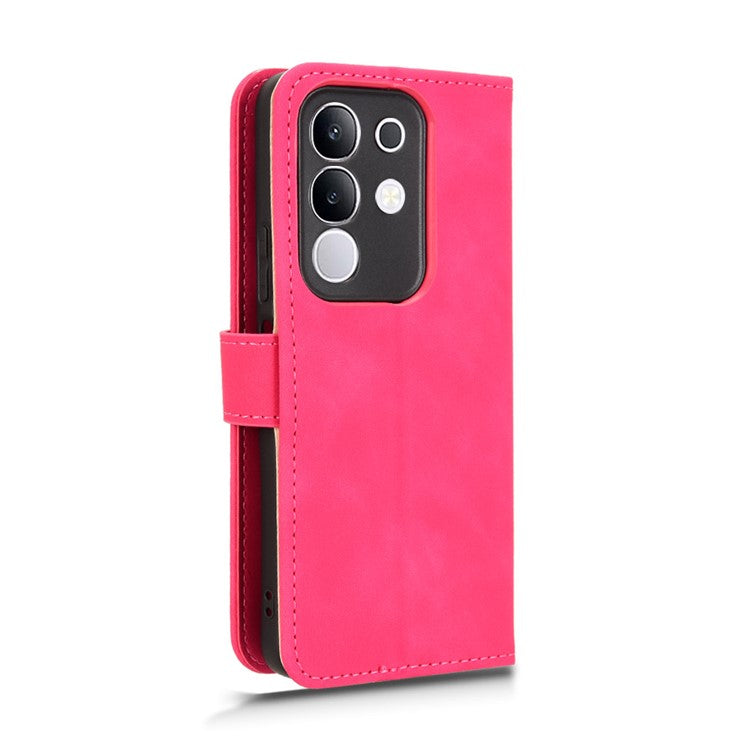 For vivo Y29 4G Leather Case Skin Feel Anti Drop Wallet Flip Phone Cover - Rose