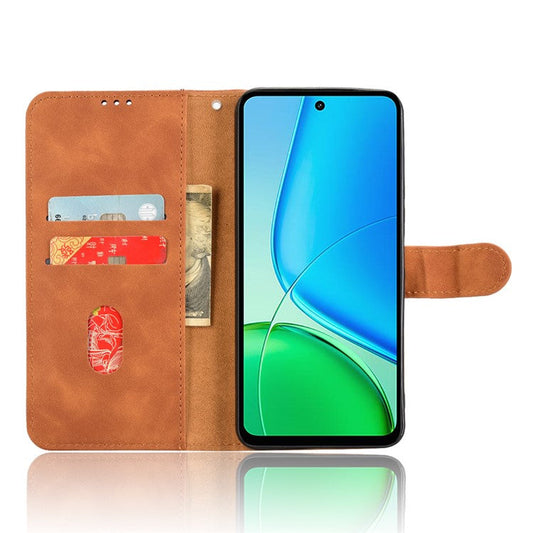 For vivo Y29 4G Leather Case Skin Feel Anti Drop Wallet Flip Phone Cover - Brown