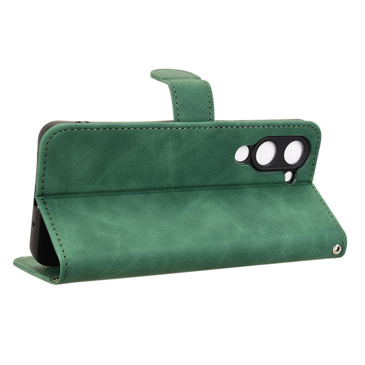 For vivo Y04 4G Leather Case Skin Feel Anti Drop Wallet Flip Phone Cover - Green