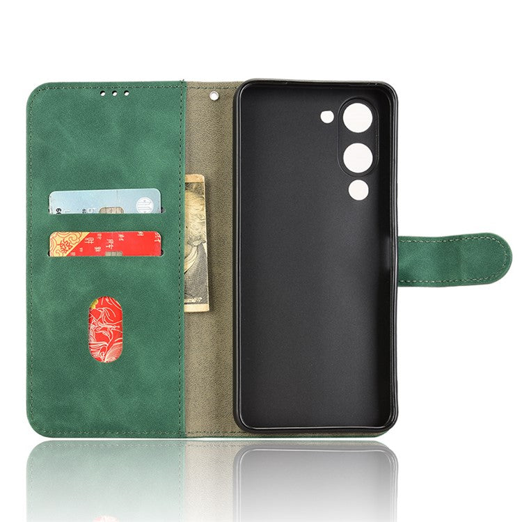 For vivo Y04 4G Leather Case Skin Feel Anti Drop Wallet Flip Phone Cover - Green