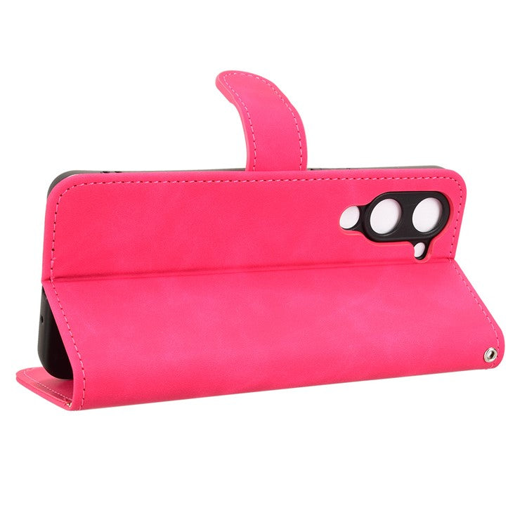 For vivo Y04 4G Leather Case Skin Feel Anti Drop Wallet Flip Phone Cover - Rose