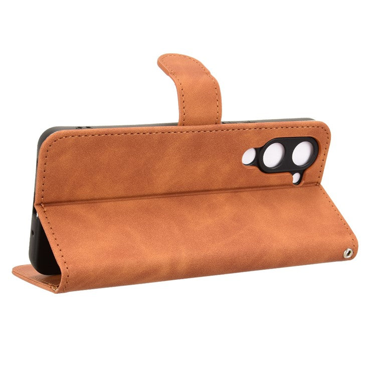 For vivo Y04 4G Leather Case Skin Feel Anti Drop Wallet Flip Phone Cover - Brown