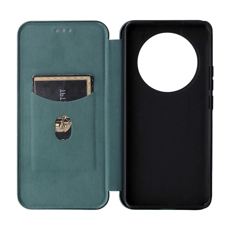 For Realme 14 Pro 5G Case Carbon Fiber Texture Drop-Proof PU Leather Phone Cover - Green