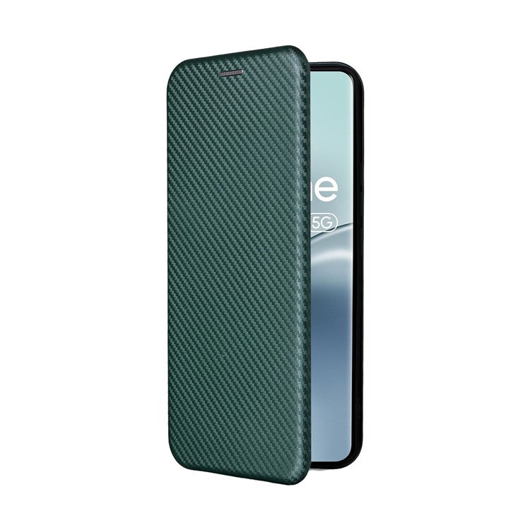 For Realme 14 Pro 5G Case Carbon Fiber Texture Drop-Proof PU Leather Phone Cover - Green