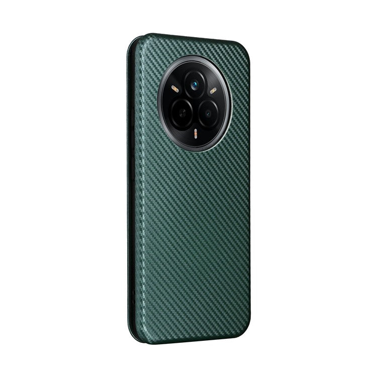 For Realme 14 Pro 5G Case Carbon Fiber Texture Drop-Proof PU Leather Phone Cover - Green