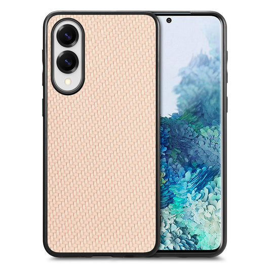 For Samsung Galaxy S25 Edge Case Carbon Fiber Texture PU+PC+TPU Phone Back Cover - Apricot