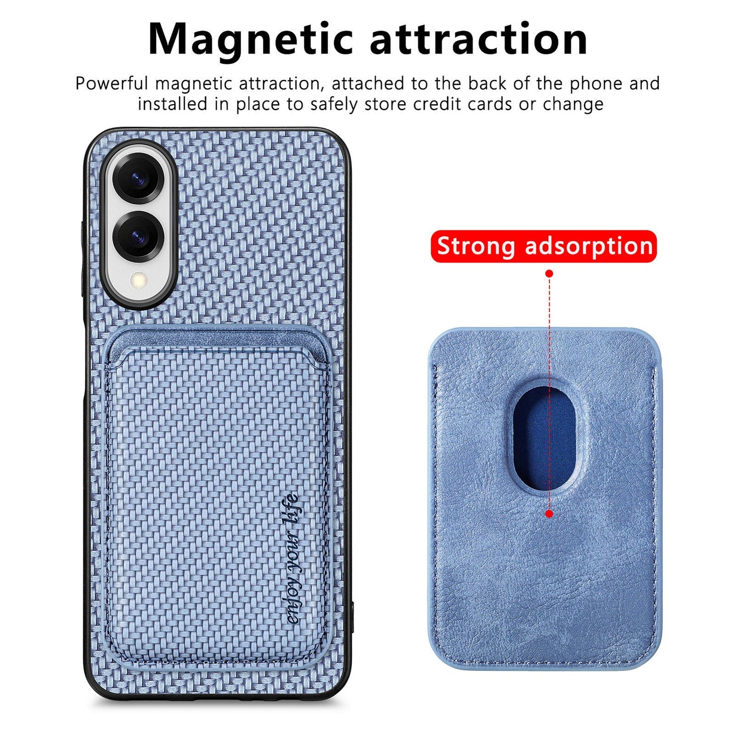 For Samsung Galaxy S25 Edge Case Magnetic Detachable Card Holder Phone Back Cover - Blue