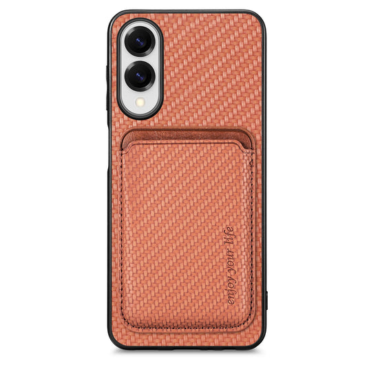 For Samsung Galaxy S25 Edge Case Magnetic Detachable Card Holder Phone Back Cover - Brown
