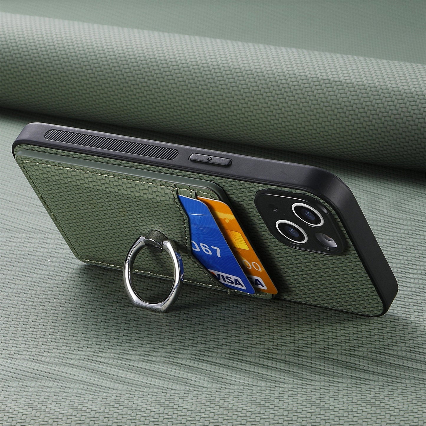 For Samsung Galaxy S25 Edge Case Card Slots Ring Holder Kickstand Phone Cover - Green