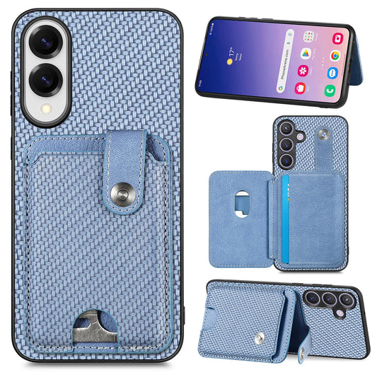 For Samsung Galaxy S25 Edge Case Card Slots Kickstand Phone Back Cover with Card Tool - Blue
