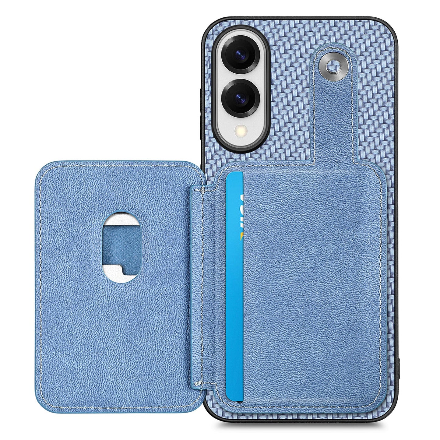 For Samsung Galaxy S25 Edge Case Card Slots Kickstand Phone Back Cover with Card Tool - Blue