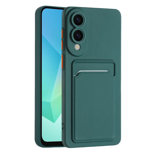 For Samsung Galaxy S25 Edge Case Card Slot Matte Fingerprint-Free Back Cover - Green