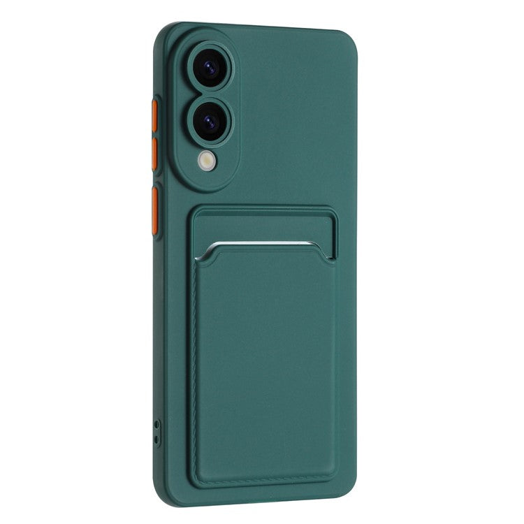 For Samsung Galaxy S25 Edge Case Card Slot Matte Fingerprint-Free Back Cover - Green