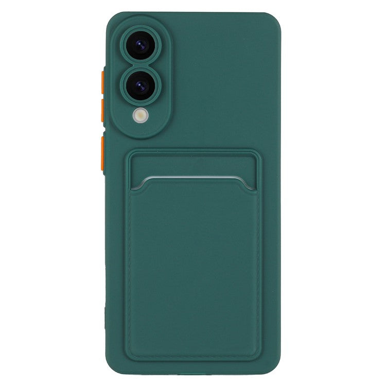 For Samsung Galaxy S25 Edge Case Card Slot Matte Fingerprint-Free Back Cover - Green