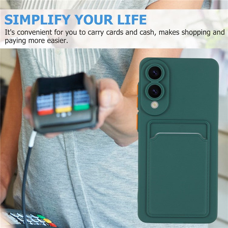 For Samsung Galaxy S25 Edge Case Card Slot Matte Fingerprint-Free Back Cover - Green