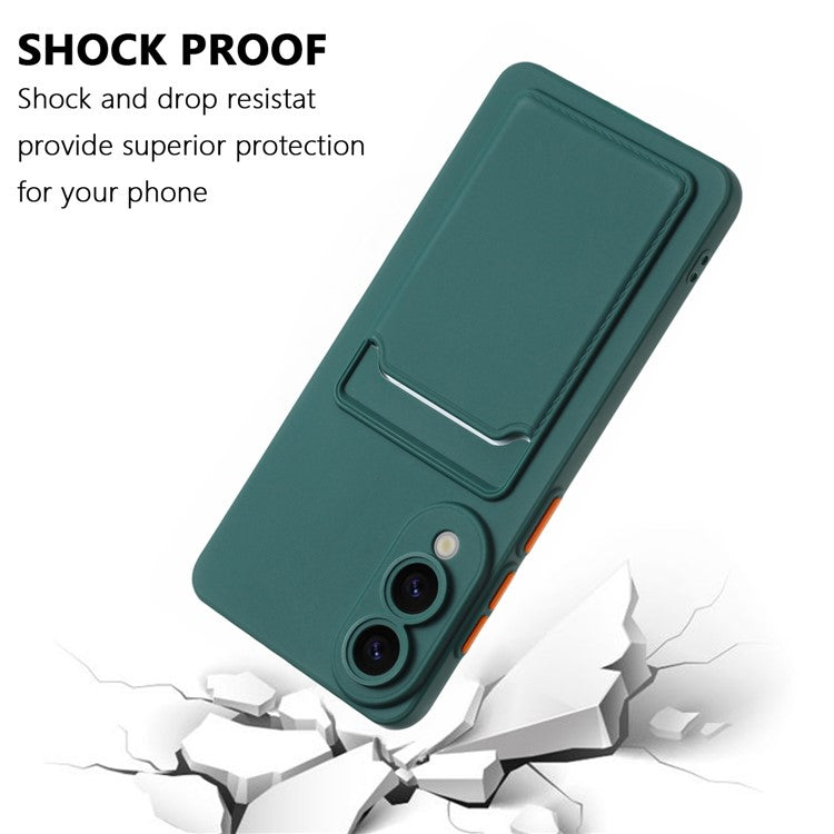 For Samsung Galaxy S25 Edge Case Card Slot Matte Fingerprint-Free Back Cover - Green