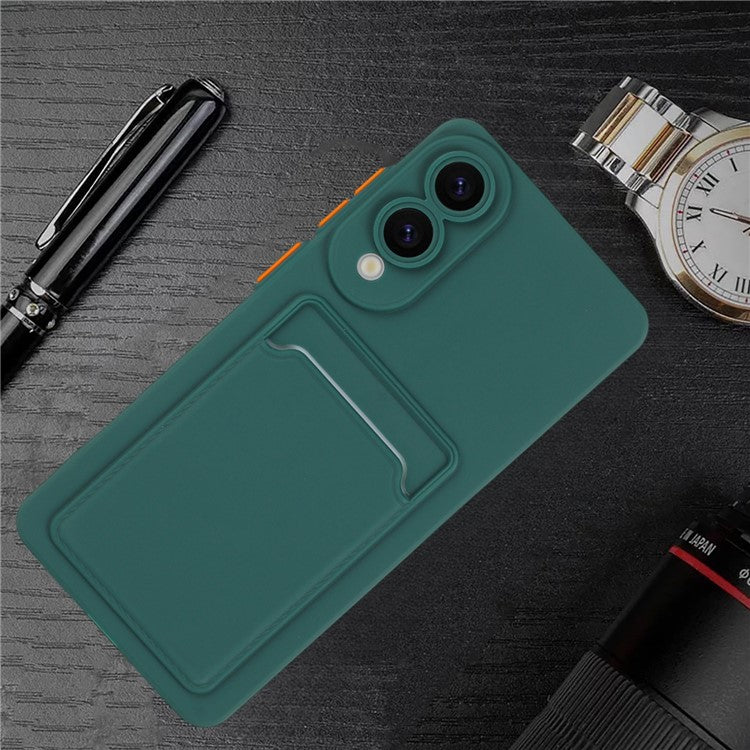 For Samsung Galaxy S25 Edge Case Card Slot Matte Fingerprint-Free Back Cover - Green