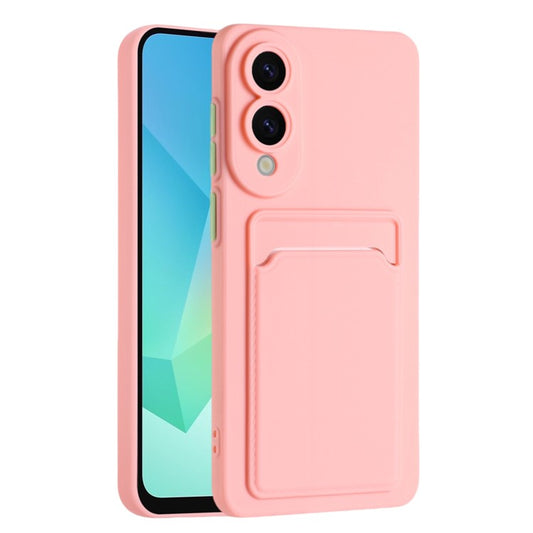 For Samsung Galaxy S25 Edge Case Card Slot Matte Fingerprint-Free Back Cover - Pink