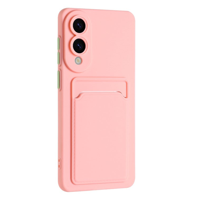 For Samsung Galaxy S25 Edge Case Card Slot Matte Fingerprint-Free Back Cover - Pink